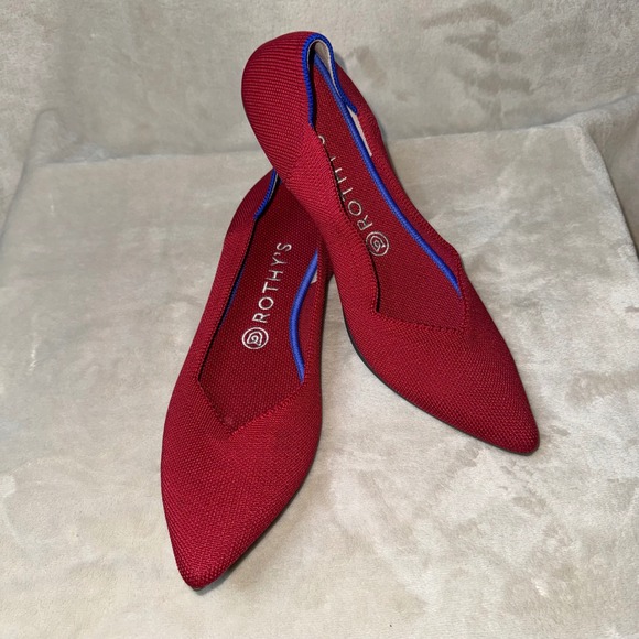 Rothy's Shoes - Rothys The Point Red Knit Pointed Toe Flat Shoes Womens Size 9W
